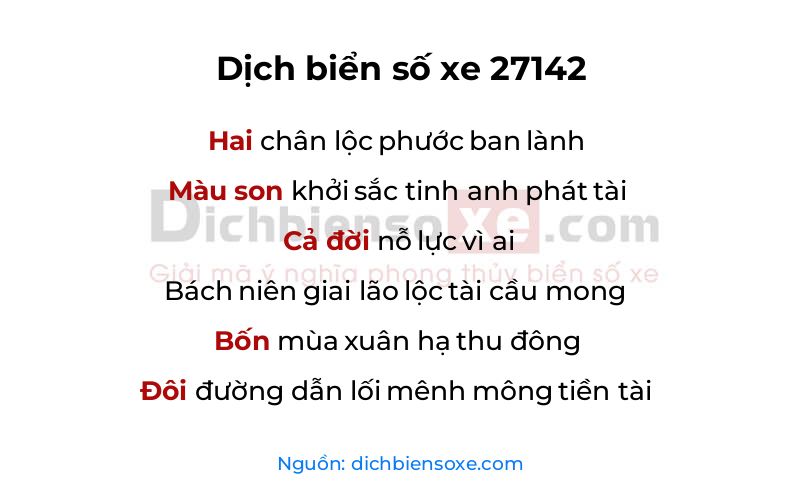 Dịch thơ biển số 27142