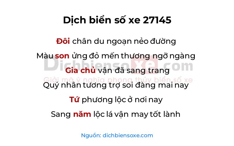 Dịch thơ biển số 27145