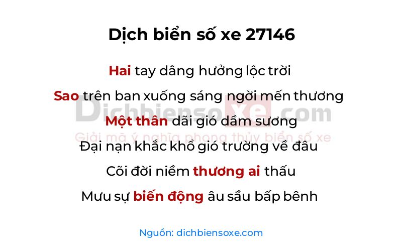 Dịch thơ biển số 27146