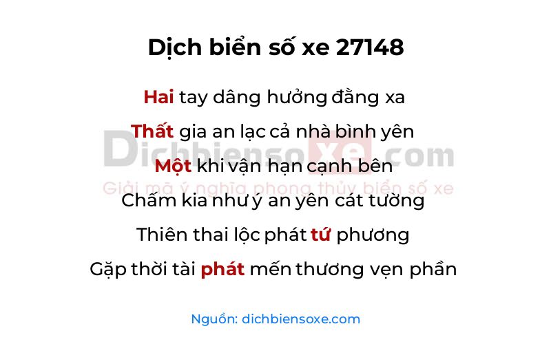 Dịch thơ biển số 27148