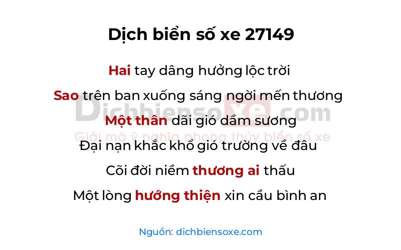 Dịch thơ biển số 27149