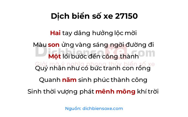 Dịch thơ biển số 27150