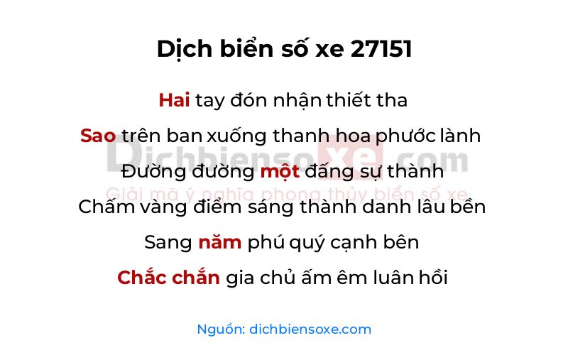 Dịch thơ biển số 27151