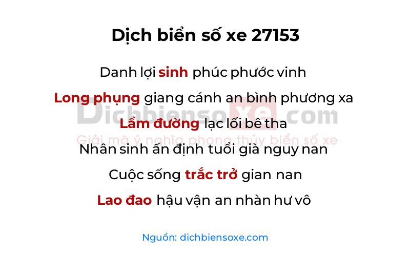 Dịch thơ biển số 27153