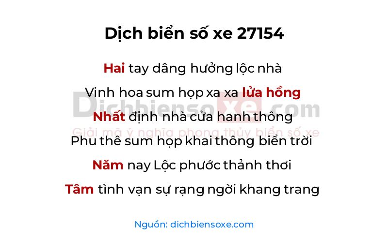 Dịch thơ biển số 27154