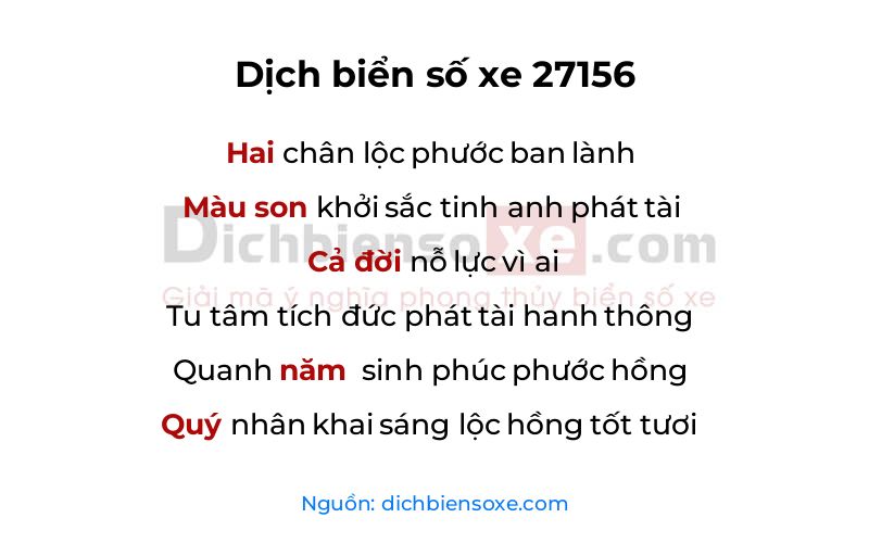 Dịch thơ biển số 27156