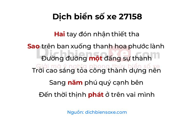 Dịch thơ biển số 27158