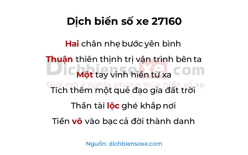Dịch thơ biển số 27160