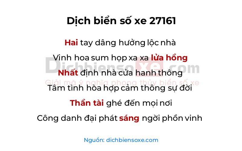 Dịch thơ biển số 27161