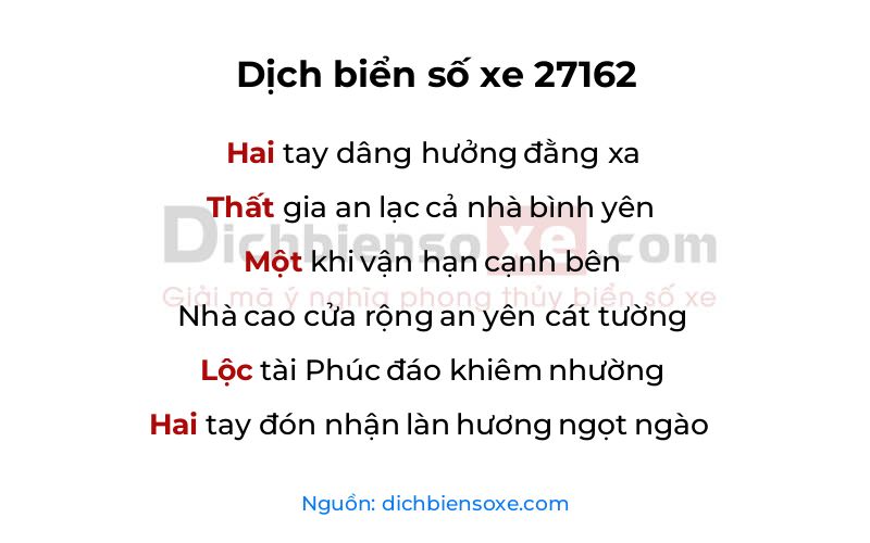 Dịch thơ biển số 27162