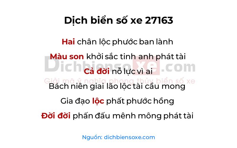 Dịch thơ biển số 27163