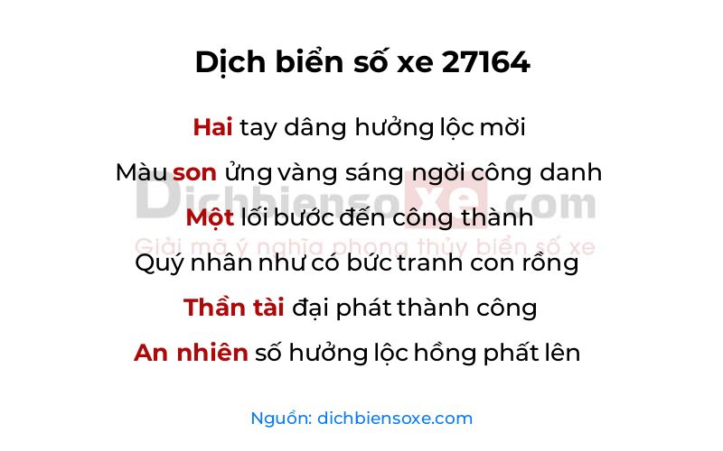 Dịch thơ biển số 27164