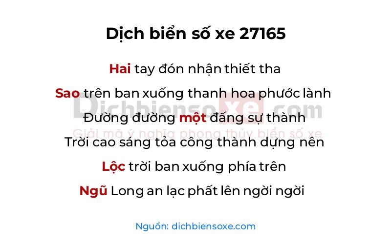 Dịch thơ biển số 27165