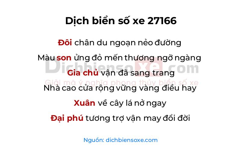 Dịch thơ biển số 27166