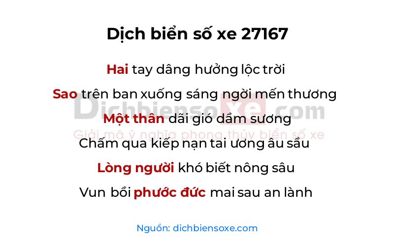 Dịch thơ biển số 27167