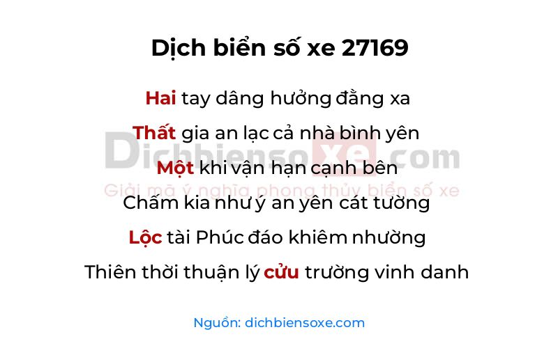Dịch thơ biển số 27169