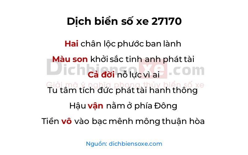 Dịch thơ biển số 27170