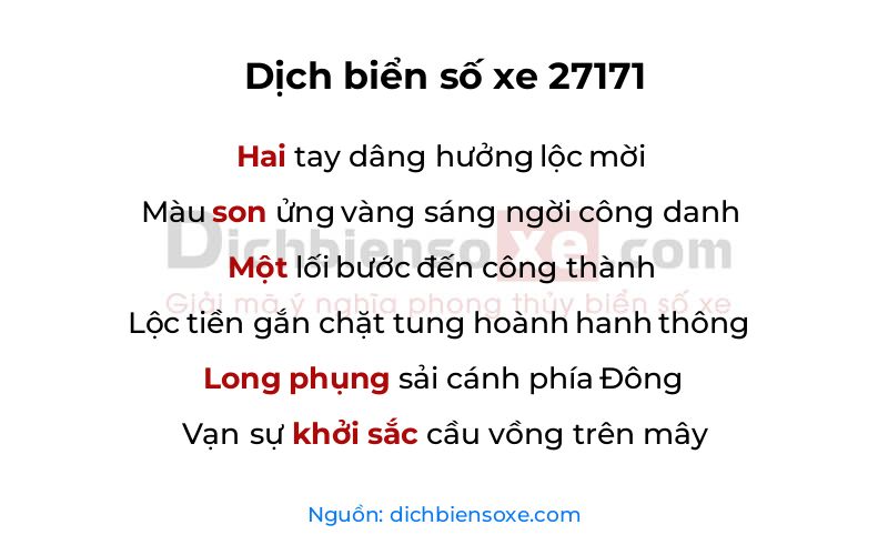 Dịch thơ biển số 27171