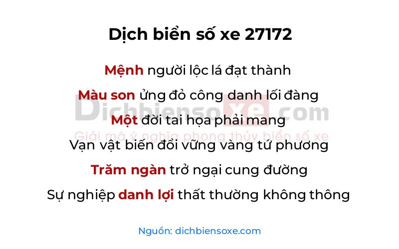 Dịch thơ biển số 27172