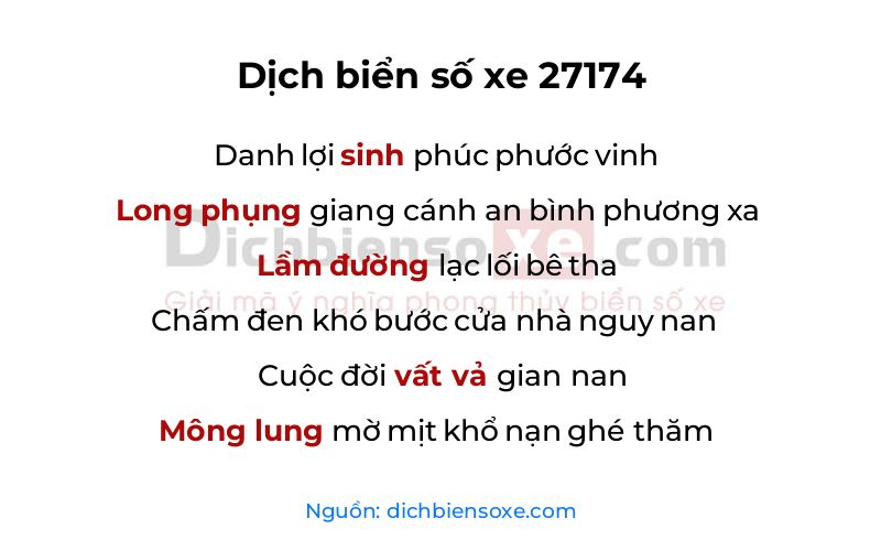 Dịch thơ biển số 27174