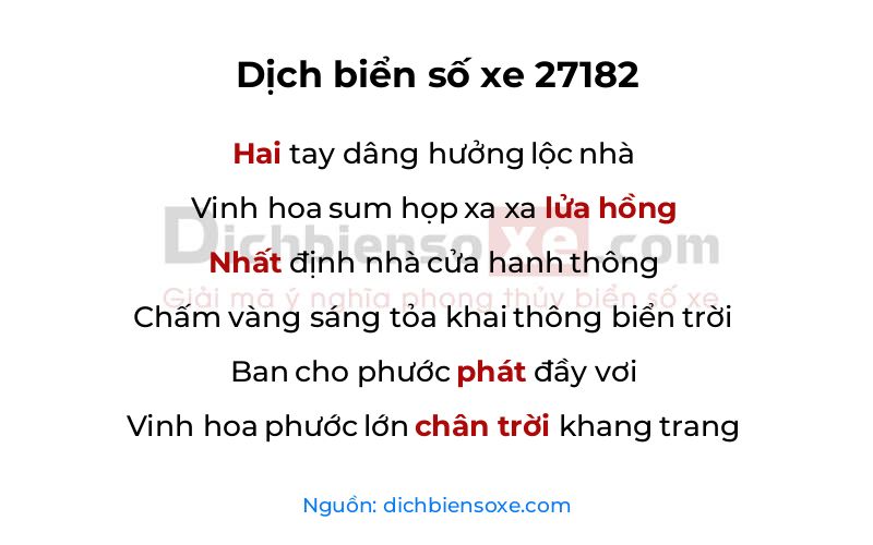 Dịch thơ biển số 27182