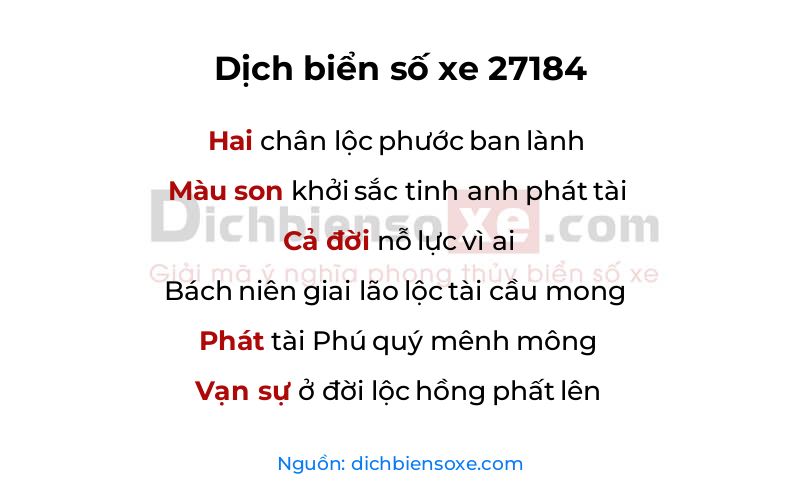 Dịch thơ biển số 27184