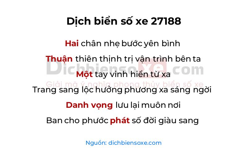 Dịch thơ biển số 27188