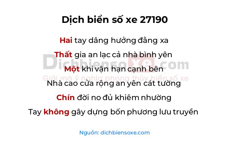 Dịch thơ biển số 27190