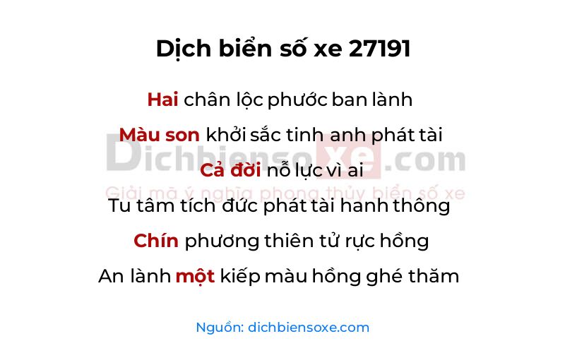 Dịch thơ biển số 27191