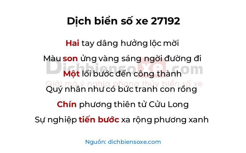 Dịch thơ biển số 27192