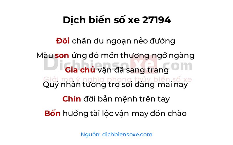 Dịch thơ biển số 27194