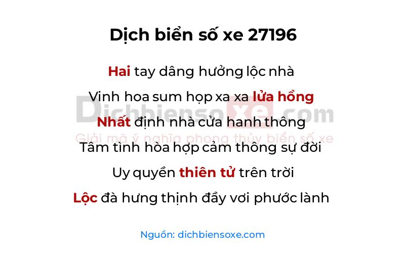 Dịch thơ biển số 27196
