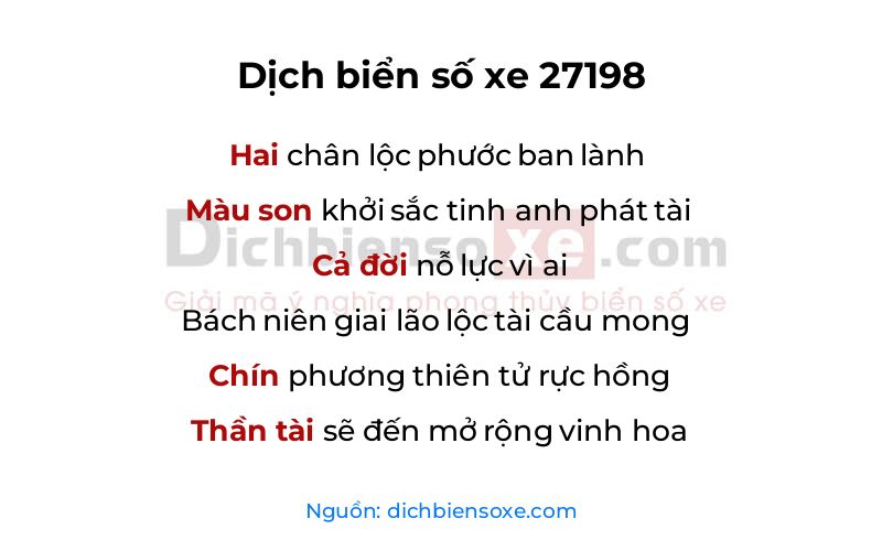 Dịch thơ biển số 27198