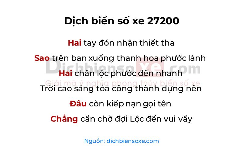 Dịch thơ biển số 27200