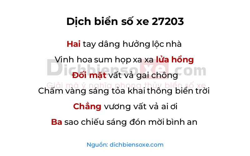 Dịch thơ biển số 27203