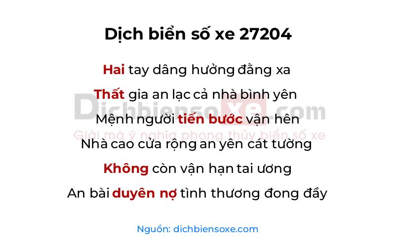 Dịch thơ biển số 27204