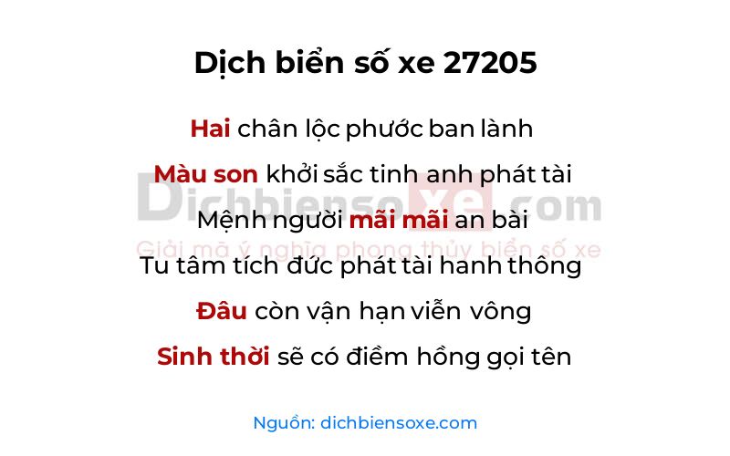 Dịch thơ biển số 27205