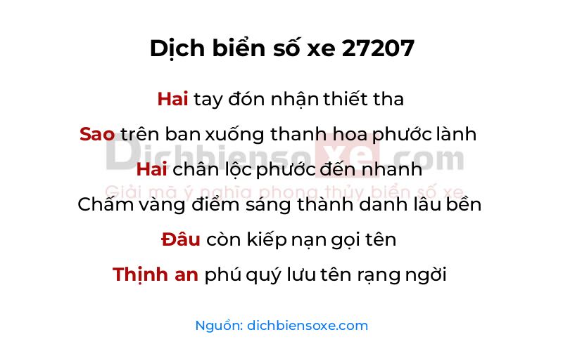 Dịch thơ biển số 27207