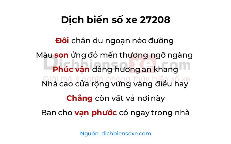 Dịch thơ biển số 27208