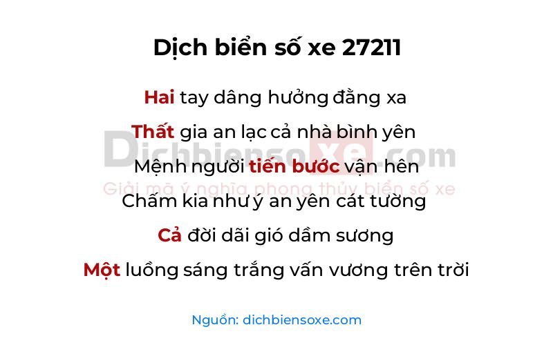 Dịch thơ biển số 27211