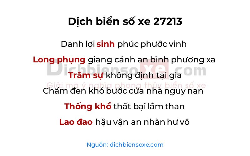 Dịch thơ biển số 27213