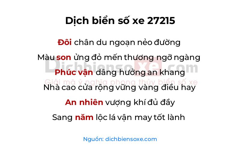 Dịch thơ biển số 27215