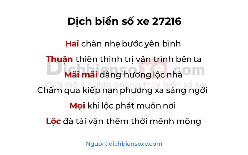 Dịch thơ biển số 27216