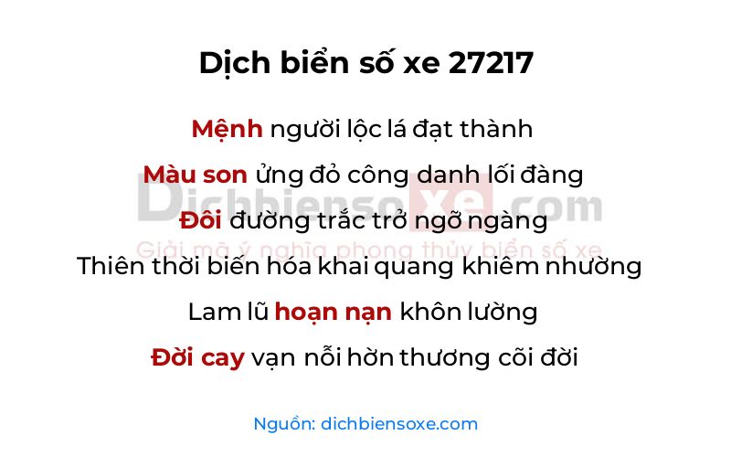 Dịch thơ biển số 27217