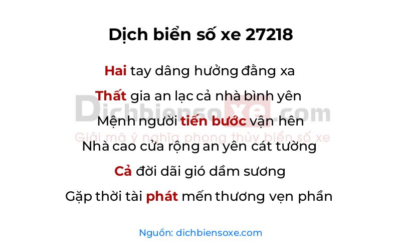 Dịch thơ biển số 27218