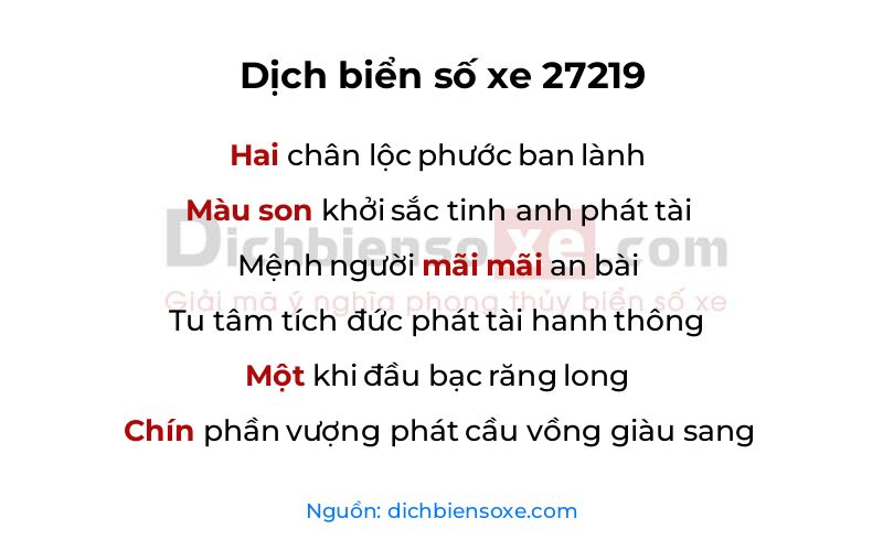 Dịch thơ biển số 27219