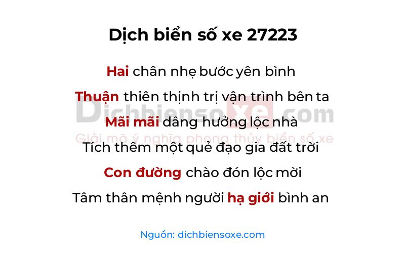 Dịch thơ biển số 27223