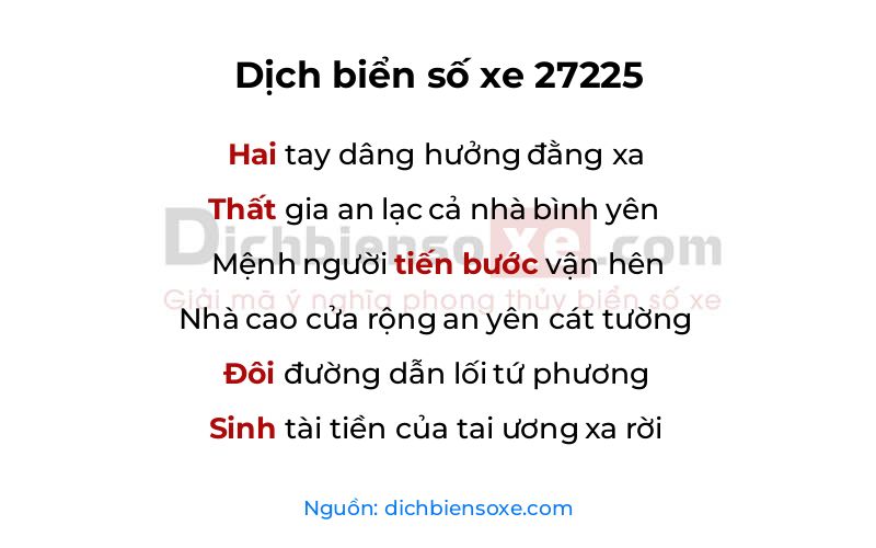 Dịch thơ biển số 27225