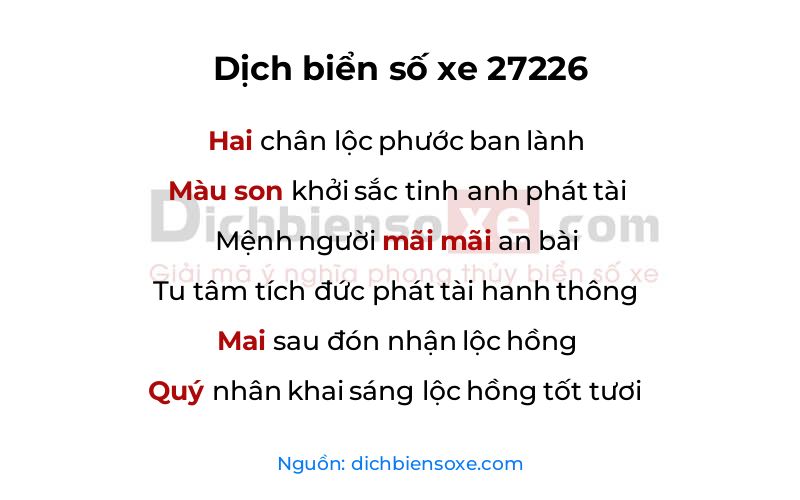 Dịch thơ biển số 27226
