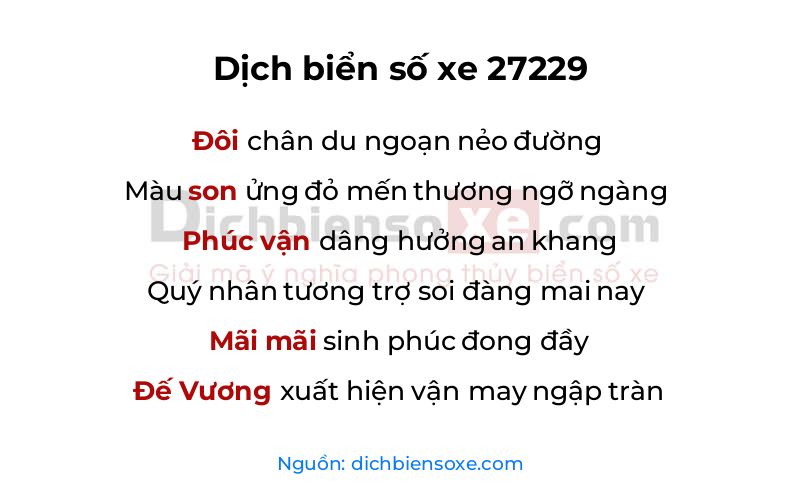 Dịch thơ biển số 27229
